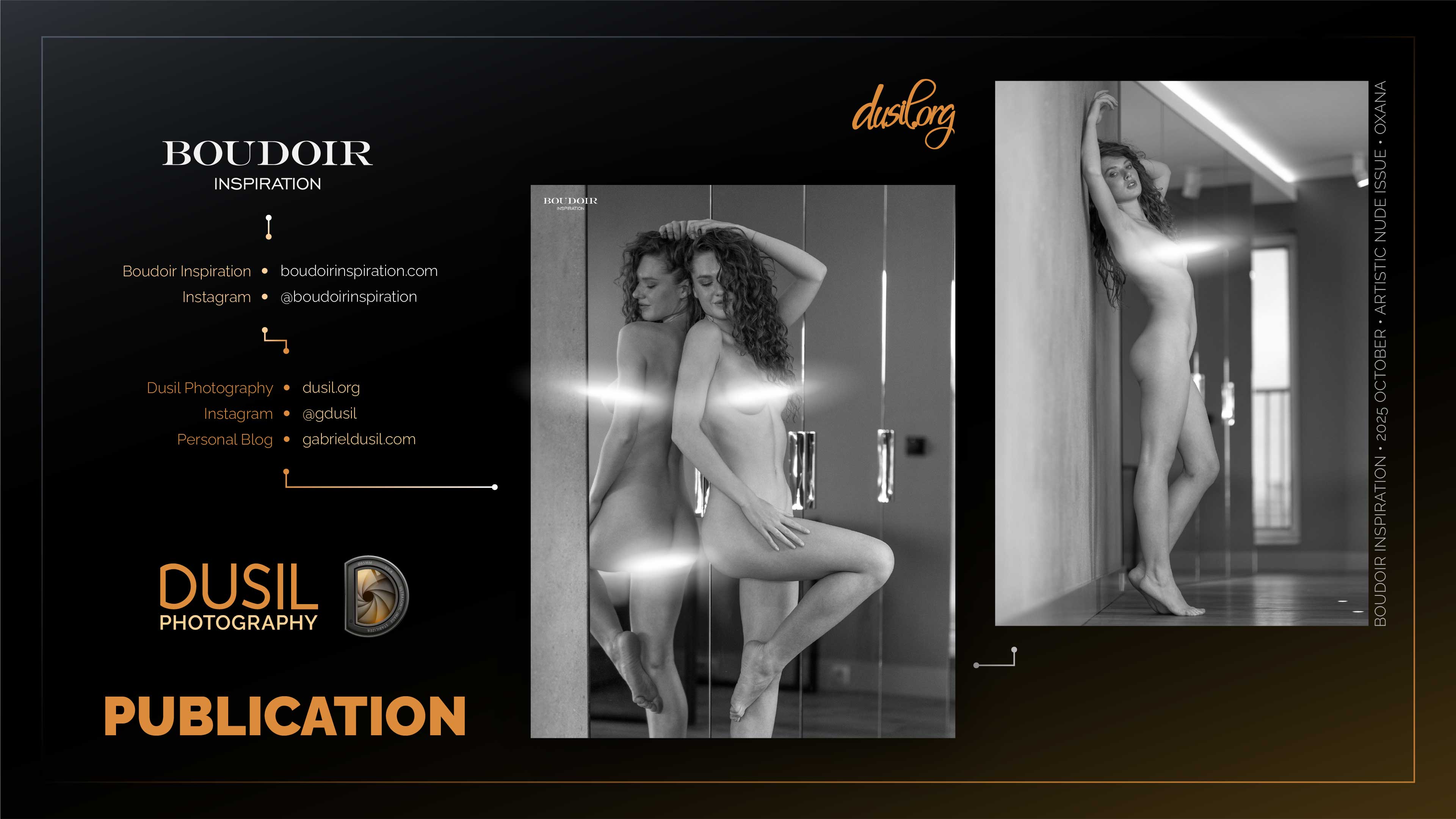 Fine art nude photography portrait by Gabriel Dusil, Artistic nude photography session with professional model, Boudoir photography in elegant artistic lighting, High-end nude photography in studio environment, Sensual photographic portrait in fine art style