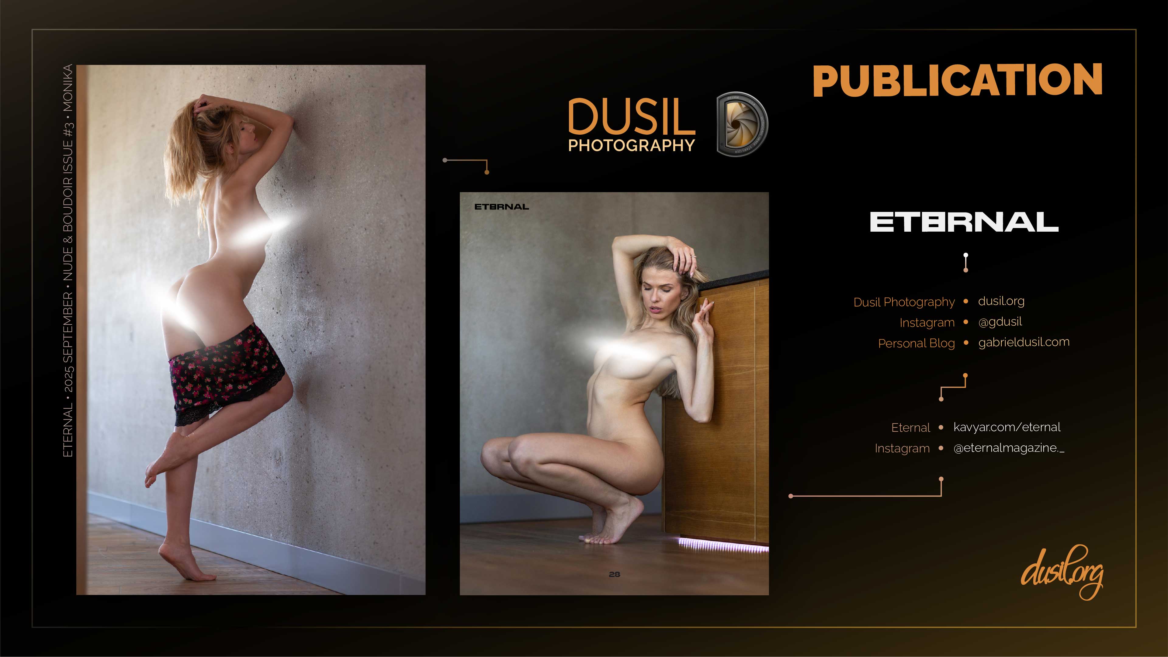 Fine art nude photography portrait by Gabriel Dusil, Artistic nude photography session with professional model, Boudoir photography in elegant artistic lighting, High-end nude photography in studio environment, Sensual photographic portrait in fine art style