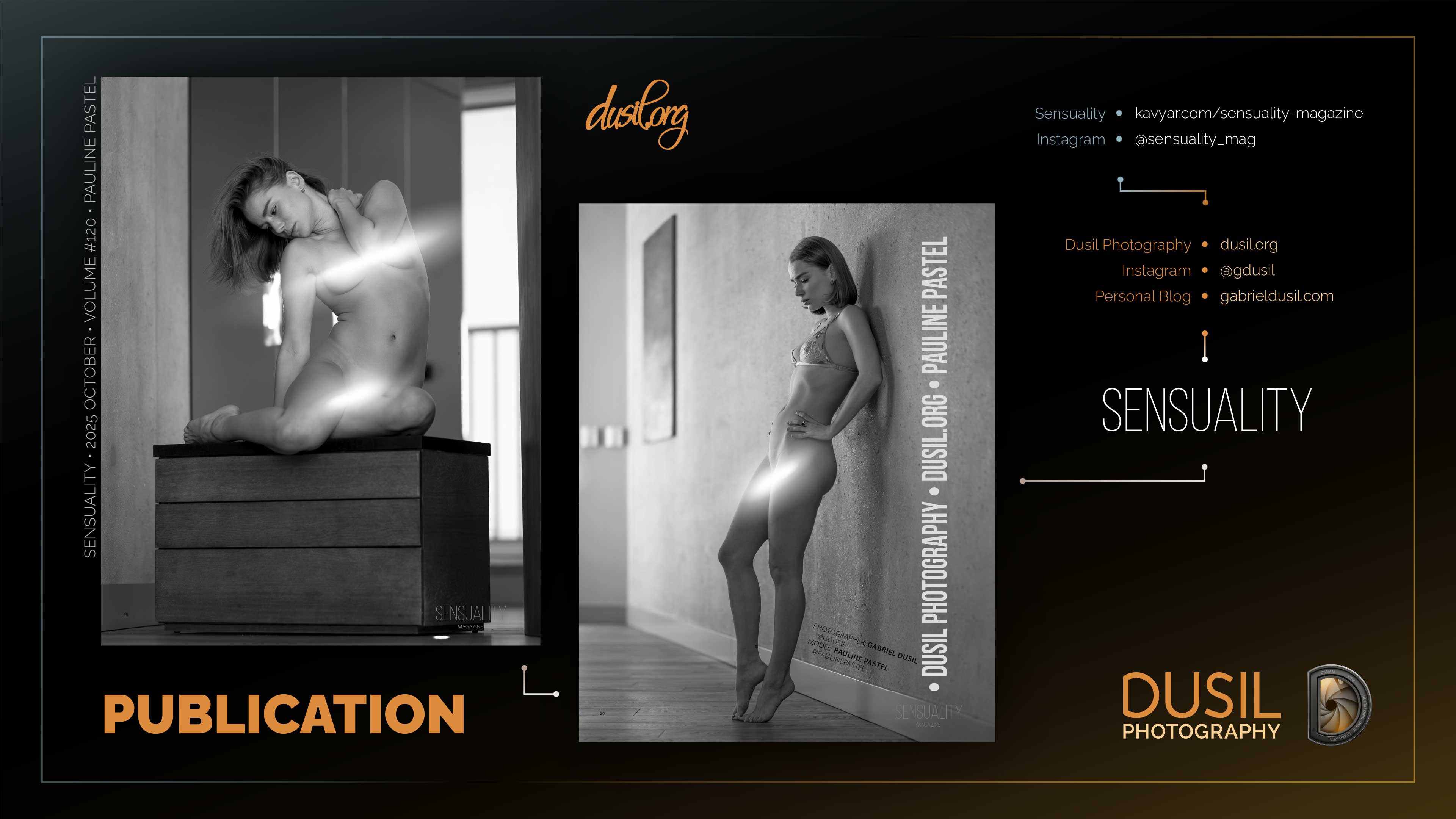 Fine art nude photography portrait by Gabriel Dusil, Artistic nude photography session with professional model, Boudoir photography in elegant artistic lighting, High-end nude photography in studio environment, Sensual photographic portrait in fine art style